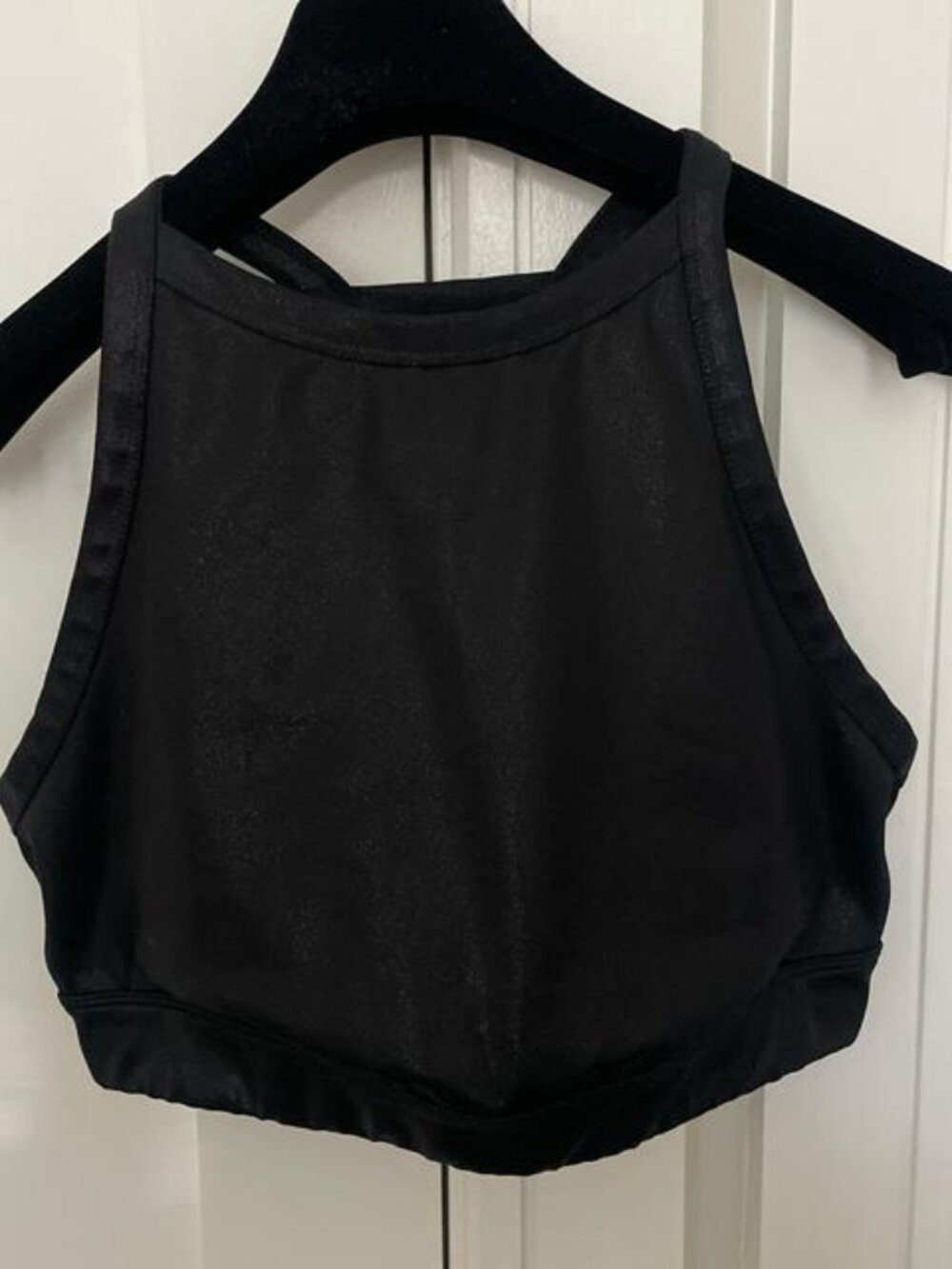 Black shimmer racerback sports bra